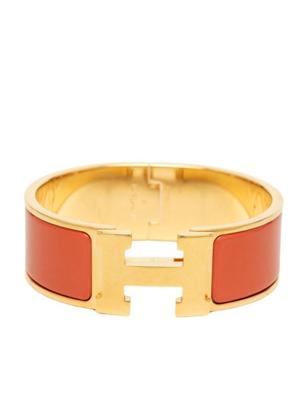 Hermes Clic Clac PM Bracelet Gold Orange Plated Enamel